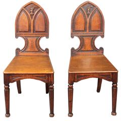 Pair of Antique Hall Chairs 12