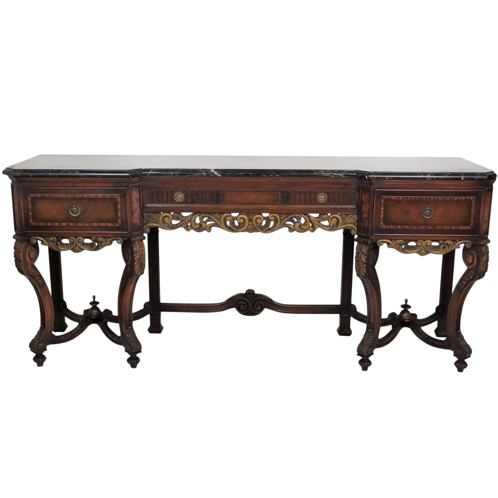 Regency Style Inlaid Marble-Top Console