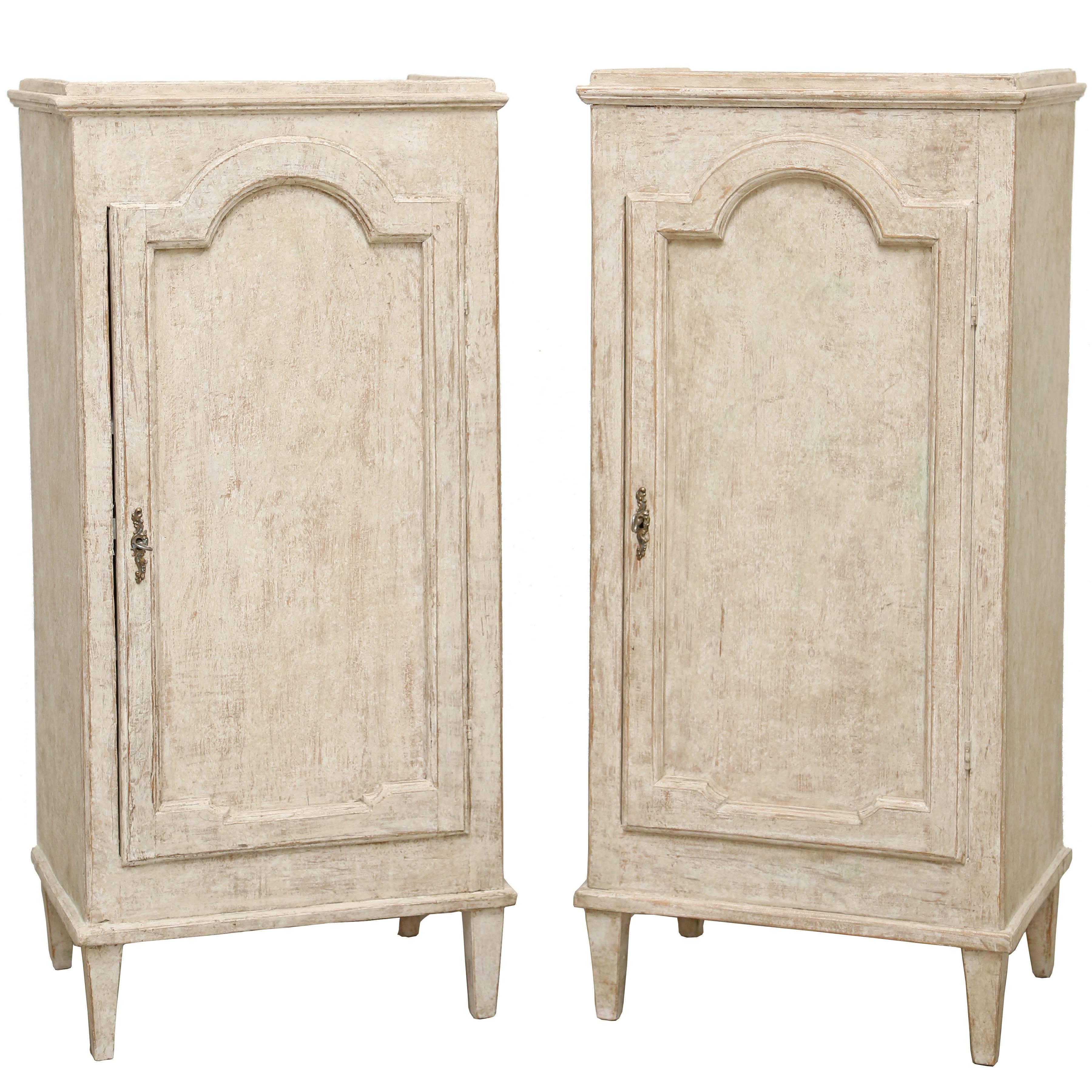 Pair of Antique Swedish Gustavian Painted Storage Cabinets, Early 19th Century