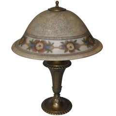 Antique Pairpoint Reverse Painted Floral Border Lamp