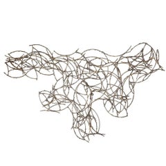 Abstract Brass Wire Wall Sculpture
