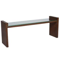 Mahogany Frame Mirror Top Low Table Attributed to Jacques Adnet 10