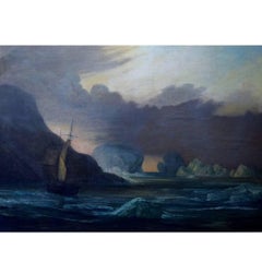 Frederik Theodor Kloss "A Sailing Ship Near the Coast", Oil on Canvas
