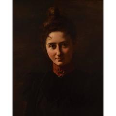 Borberg, German Artist, Oil on Canvas, circa 1900, Portrait of Young Woman