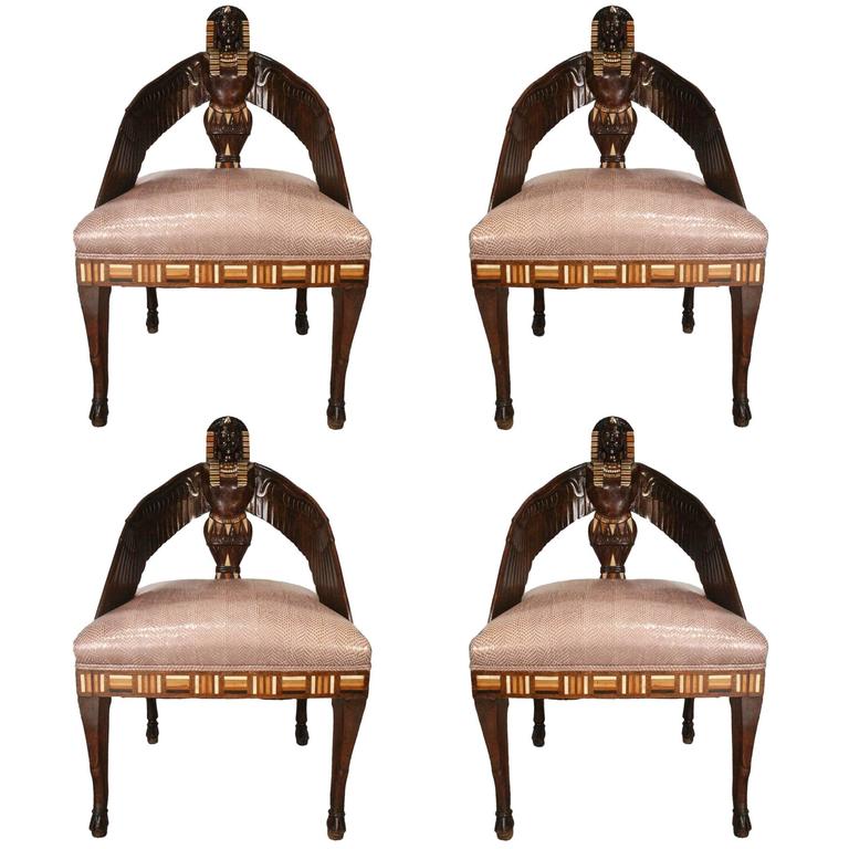 Important Egyptian Style English Mahogany Chairs For Sale at 1stdibs