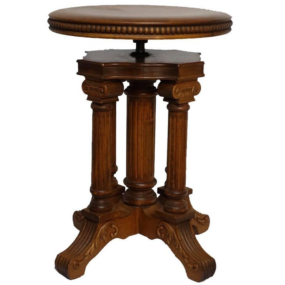 Neoclassical Style Piano Stool, American, 19th Century