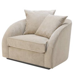 Miami Lounge Armchair with Greige Velvet Fabric
