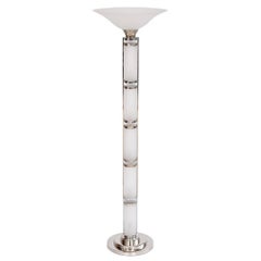Italian Floor Lamp in Opaque Glass and Chrome