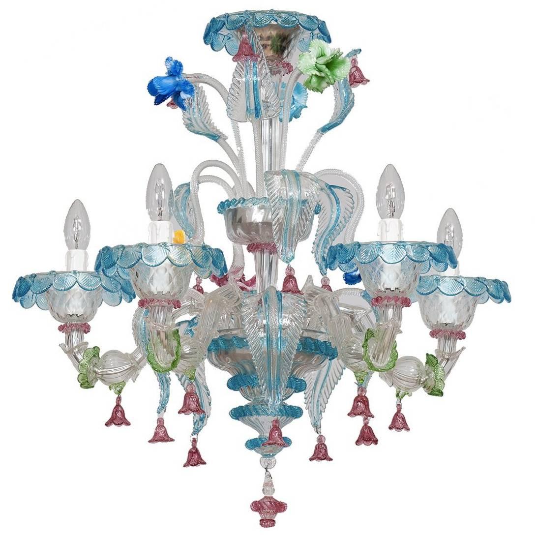 Italian Multicolored Glass Chandelier