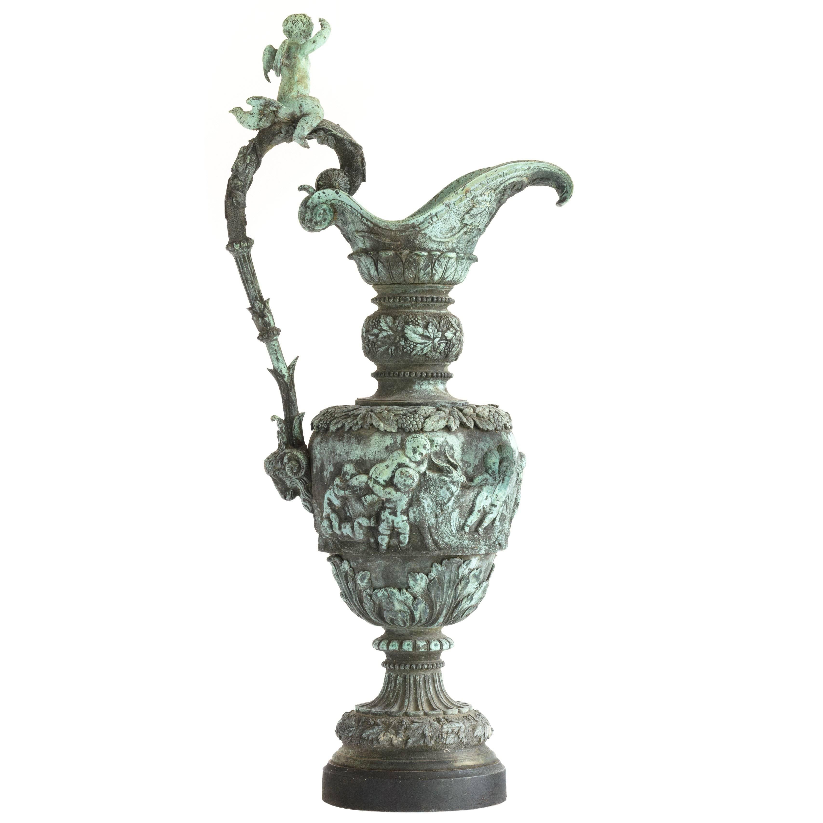 Exceptional French Bronze Ewer Attributed to Villemsens of Paris