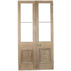 Antique Pair of Interior / Exterior Oak Double Doors / French Doors