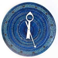 Vintage Rimini Blue Ceramic Clock by Bitossi
