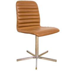 Brown Leather Swivel Armchair Desk Chair Retro G Plan Eames Era
