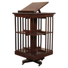 Vintage Mahogany Rotating Bookcase with Lectern Top