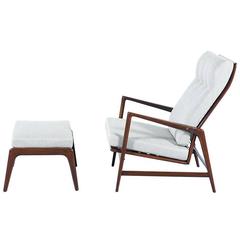 Ib Kofod-Larsen Reclining Lounge Chair with Ottoman for Selig 8