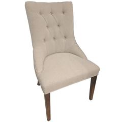 Upholstered Side Chair in Oak with Tufted Back