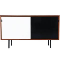 Florence Knoll Lacquered and Walnut Credenza with Iron Legs