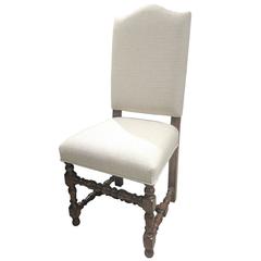 Upholstered Side Chair in Dark Walnut Finish