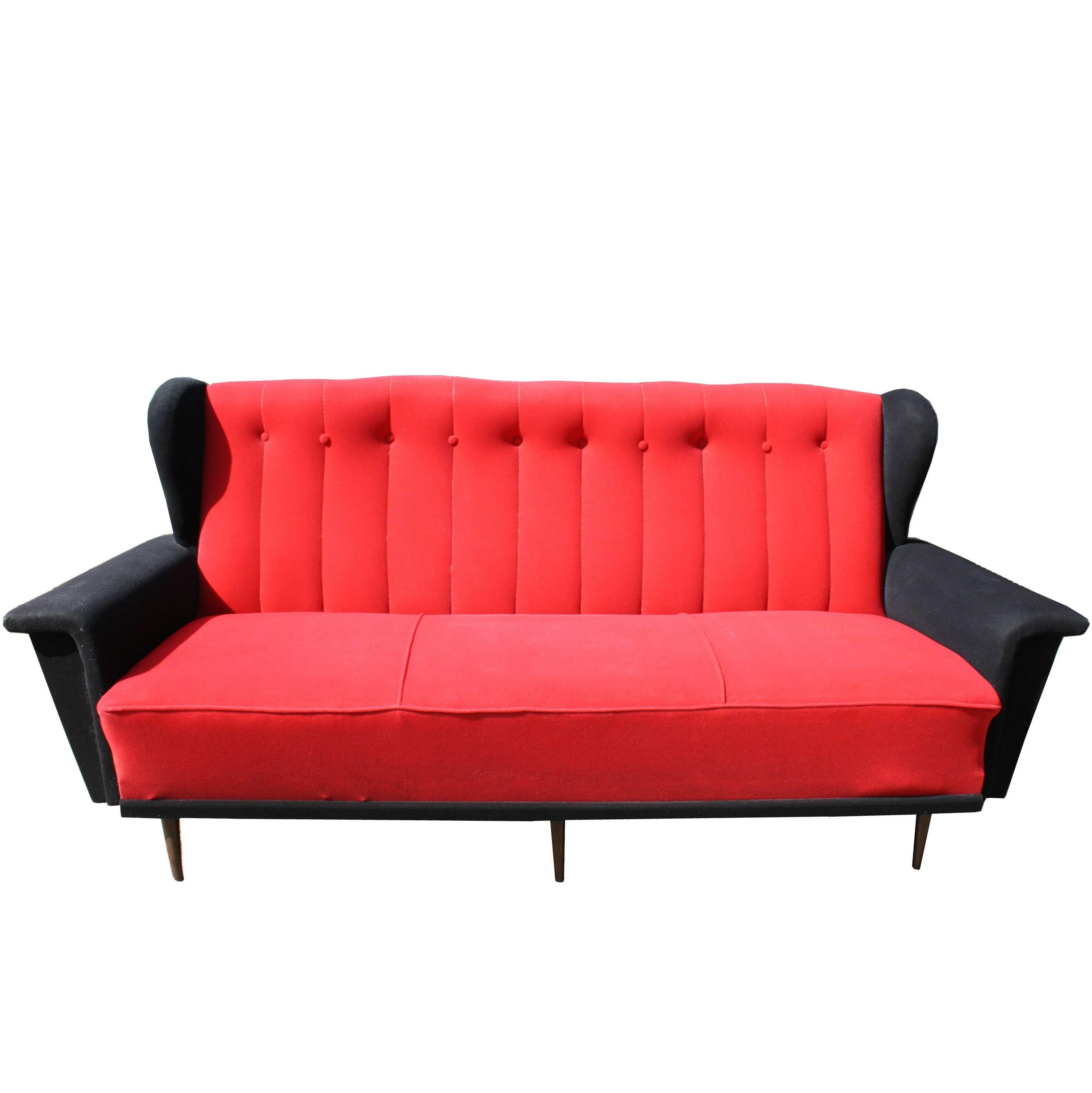 Vintage, 1950s Red and Black Bench For Sale