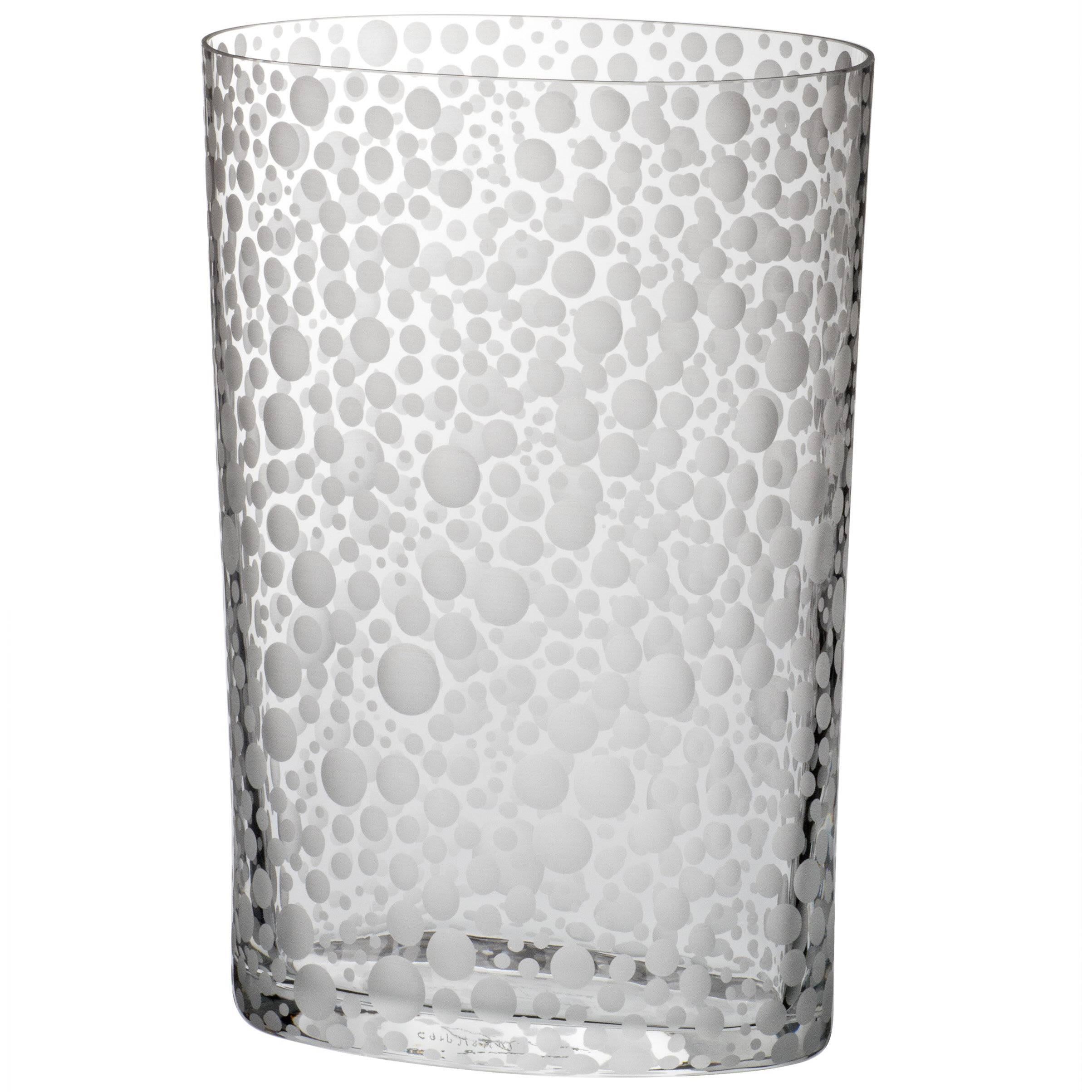 Millebolle Carlo Moretti Vaso contemporaneo in vetro trasparente di Murano inciso a mano