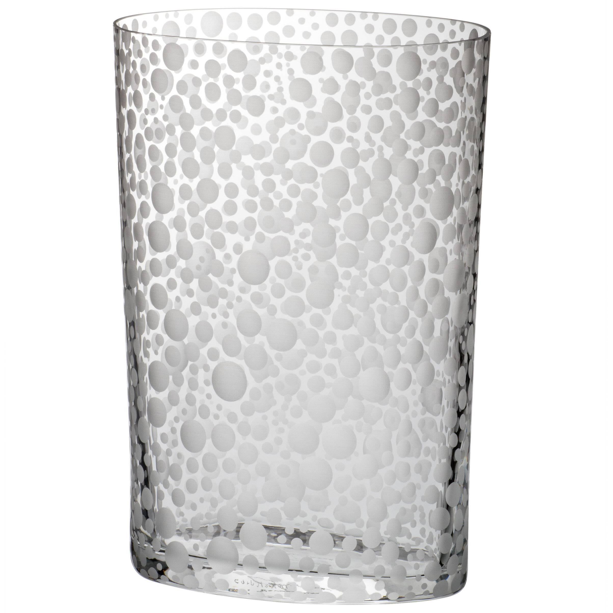 Millebolle Carlo Moretti Contemporary Murano Clear Glass Hand Etched Vase For Sale