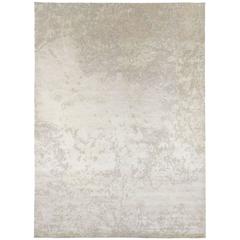 Cream Silk and Wool Area Rug 'Aquarium' Design by Joseph Carini 2