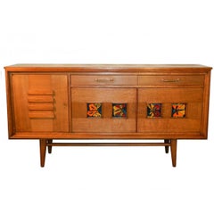 1950 Sideboard aus Eiche und Keramik