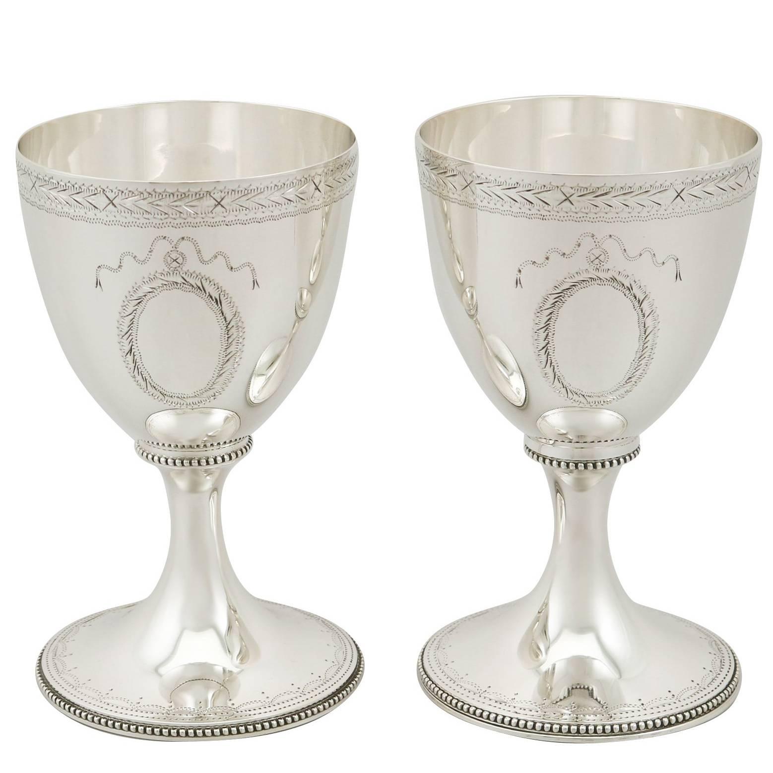 1969 Pair of Sterling Silver Goblets by C J Vander