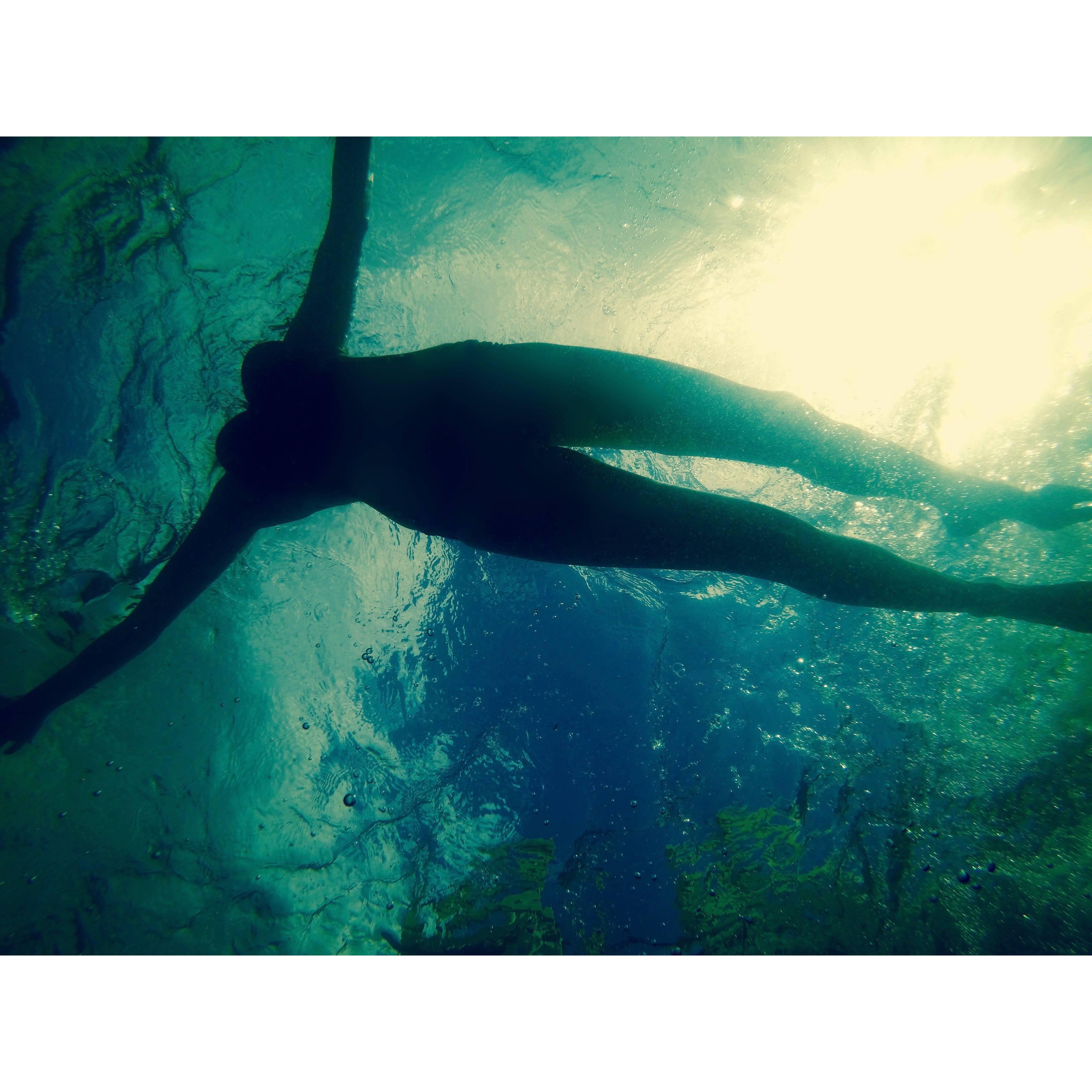 Nude Girl Underwater, Geneva Lake Sun Enlighten, Artwork on Large Canvas