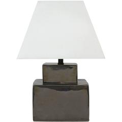 Large Square Shaped Metallic Gray Table Lamp by Mobach