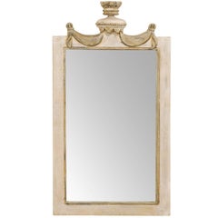 Custom Carved Wood Wall Mirror with Cream Color Painted Wood Surround 7