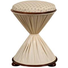 Vintage Hourglass Form Upholstered Bench