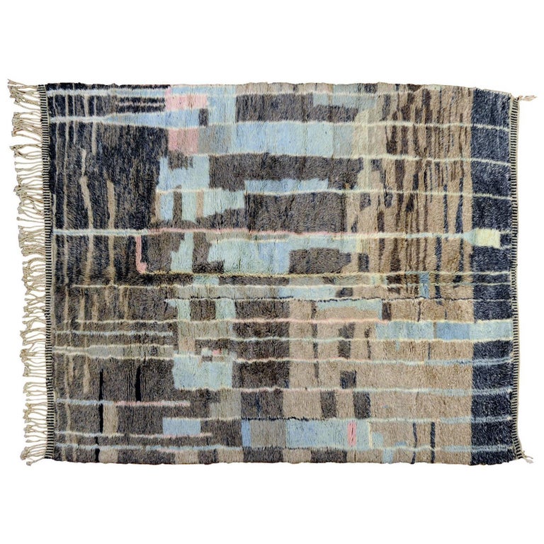 Gray and Blue Moroccan Berber Rug For Sale at 1stdibs