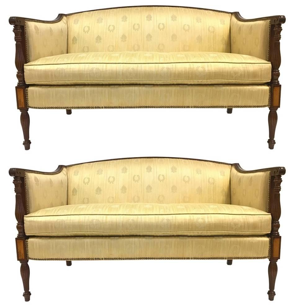 Pair of Mahogany Sheraton Style Sofas