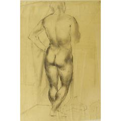Drawing of a Male Nude by Peter William Ibbetson, circa 1930