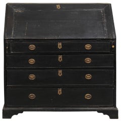 Swedish 1880s Black Painted Slant-Front Secretary with Multiple Inner Drawers 11
