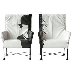 Vintage Charly Armchair, Black and White, Hommage Charlie Chaplin