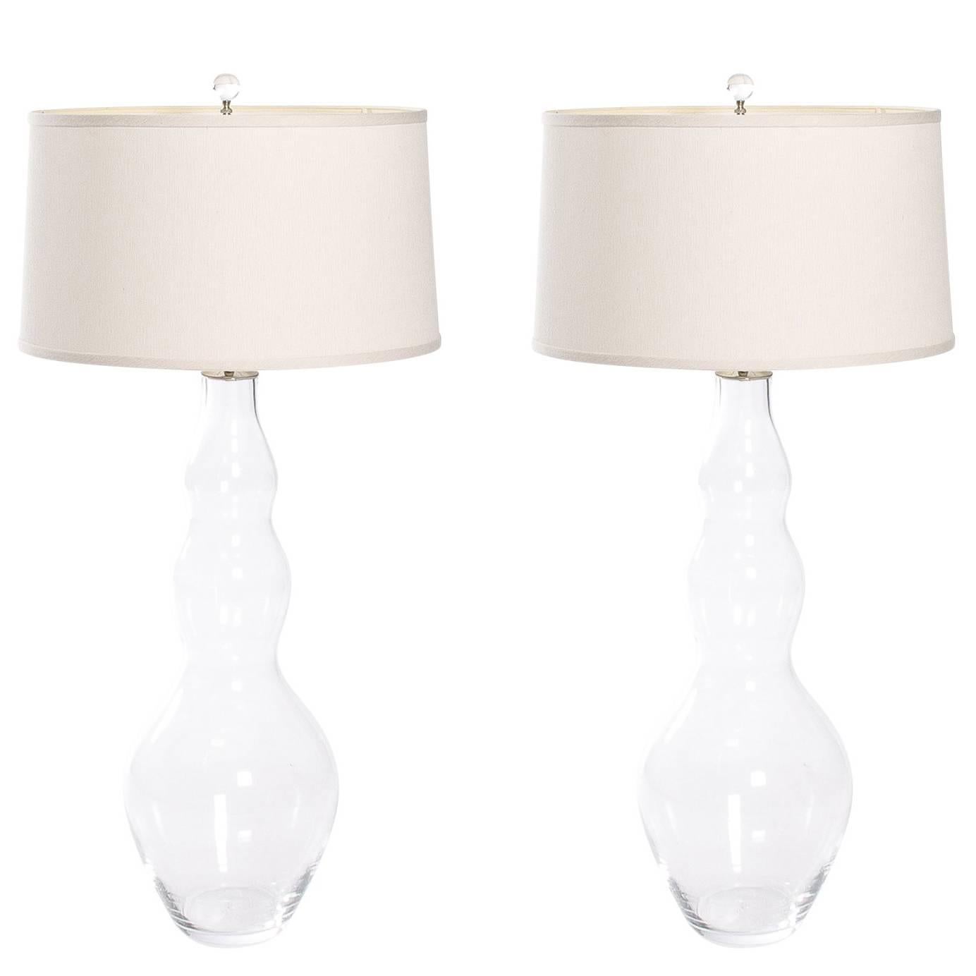 Pair of Contemporary Handblown Glass Lamps