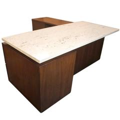 Vintage Mid-Century Modern Terrazzo Top Executive Desk from Playboy Offices in Chicago