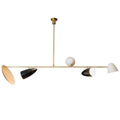 Stilnovo Long Brass, Black and Ivory Chandelier 12