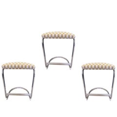 Vintage Set of three Cantilever Design Institute of America Chrome Stools