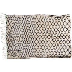 Moroccan Berber Rug with Teal Bands