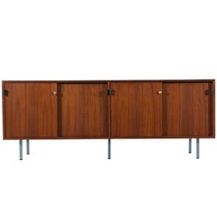 Florence Knoll Walnut Credenza with Chrome Legs 12
