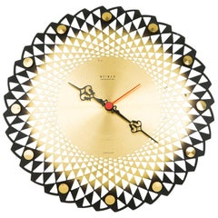 Retro Weimar Electronic Brass Cut-Out Detail Wall Clock, circa 1950