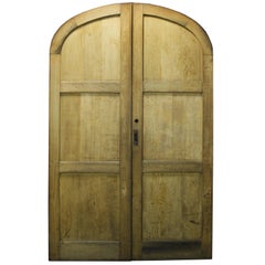 Antique Pair of 1920s Exterior Arched Oak Double Doors