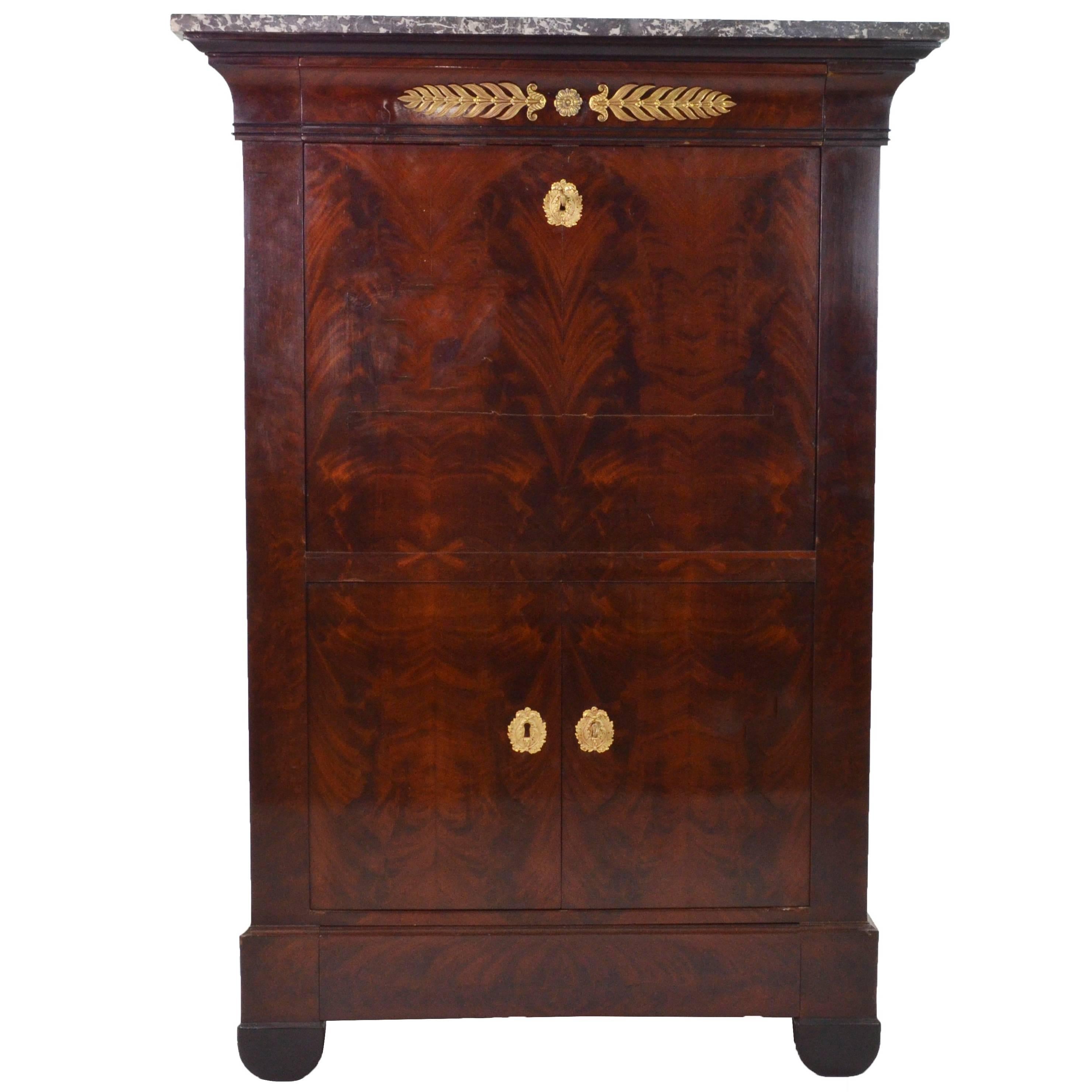 19th Century Empire Mahogany Secretaire