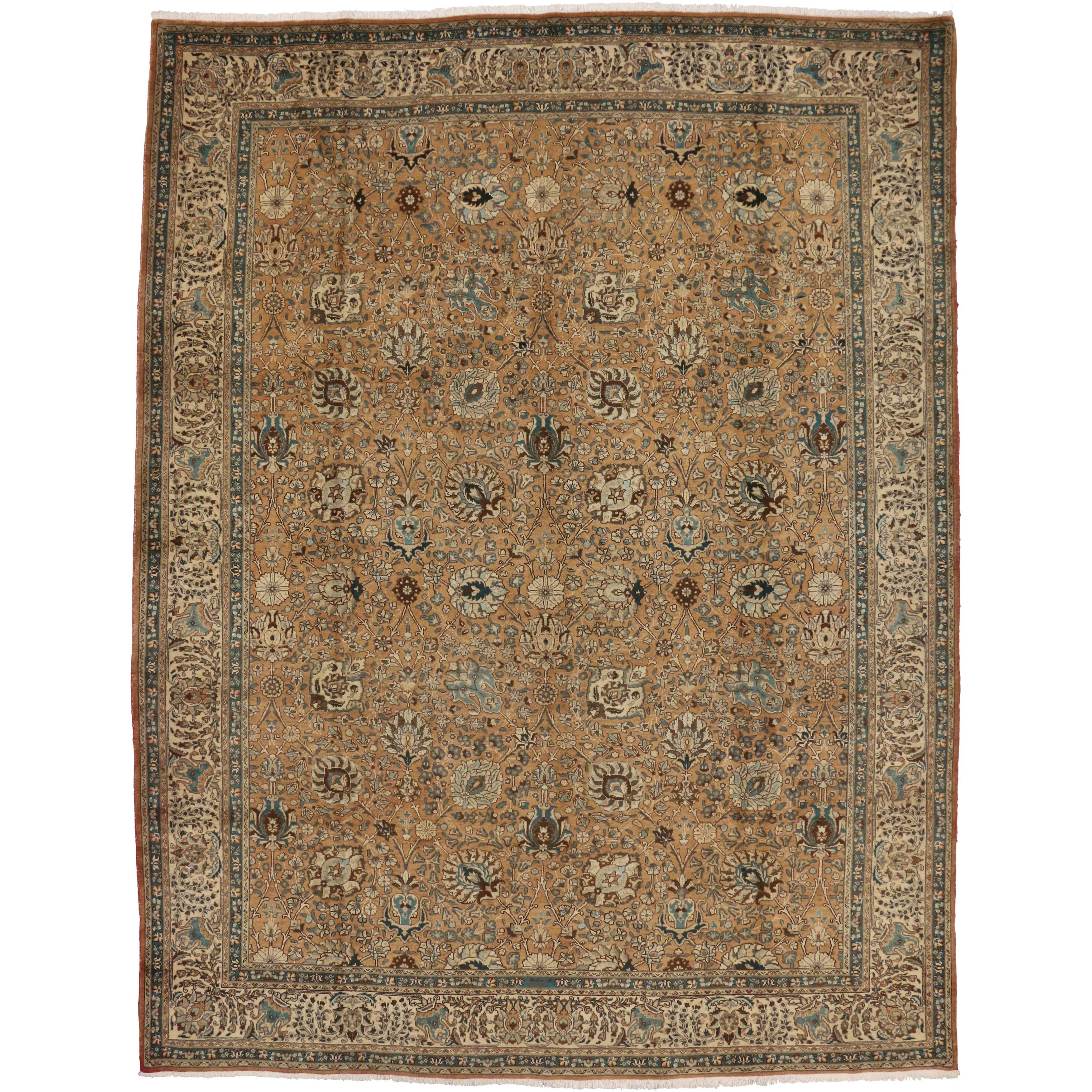 Vintage Persian Tabriz Rug with Traditional Style in Light Colors For Sale