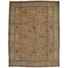 Tapis persan vintage de Tabriz de style traditionnel aux couleurs claires