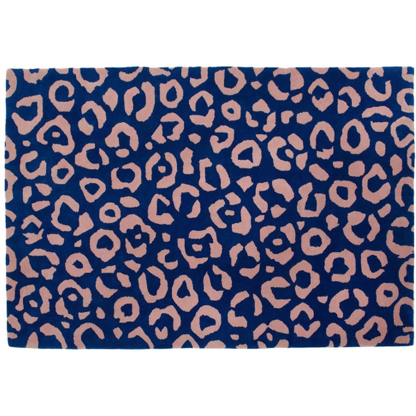 Aelfie Cheetah Animal Print Blue and Pink Tufted Rug 8x10 For Sale