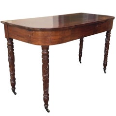 Antique English Large Mahogany Console, One Drawer, circa 1880